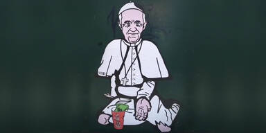 Streetart in Mailand: Papst Franziskus als Obdachloser