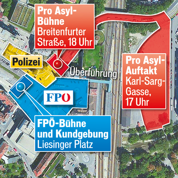 Asyl-Demos im Kanzler Bezirk Liesing