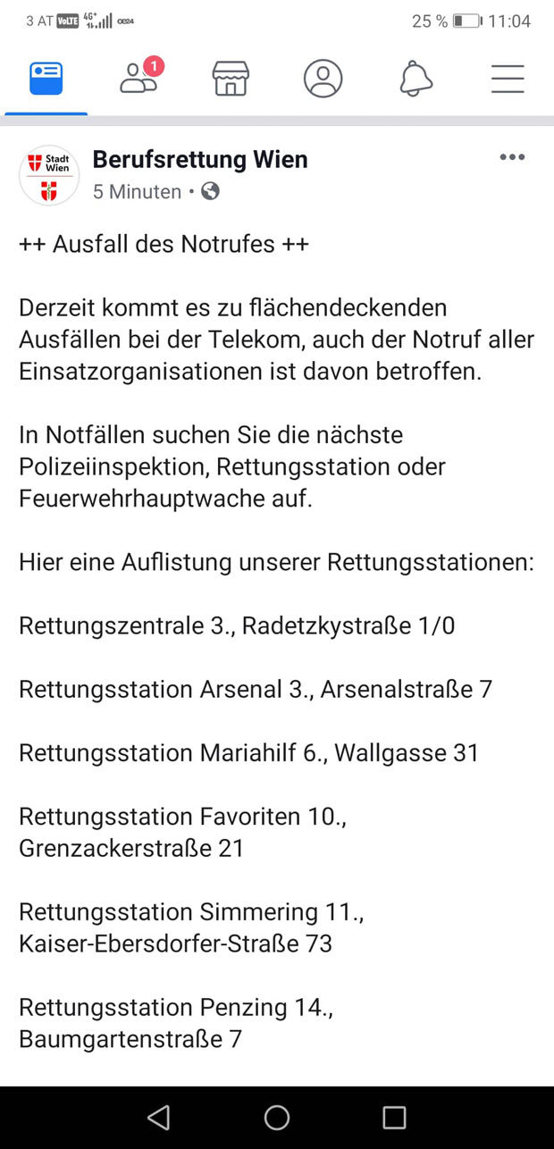 Störung legt Notrufnummern lahm