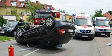 Auto überschlug sich nach Unfall
