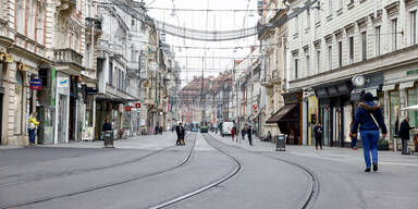 Die Herrengasse in Graz am ersten Tag des erneuten Lockdowns in Österreich