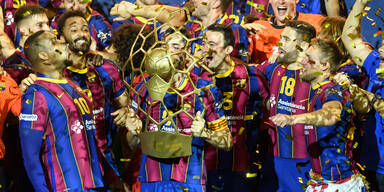 FC Barcelona jubelt über den Sieg in der Handball-Champions-League