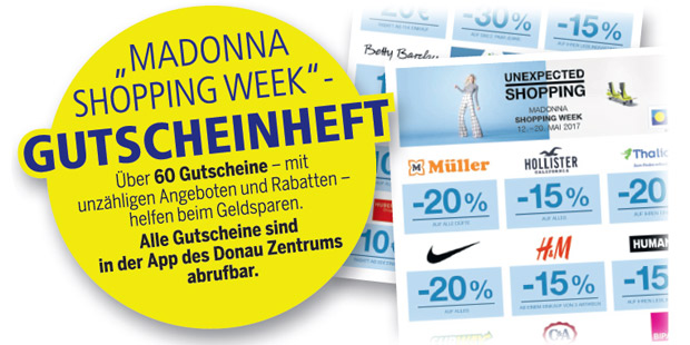 Madonna Shopping Week Donau Zentrum Gutscheine