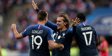 Die französisch Fußball-Nationalmannschaft jubelt