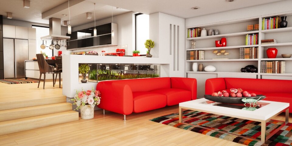 Interior rote Couch