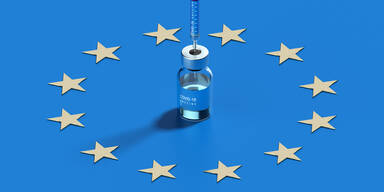 Impfstoff mit EU-Flagge