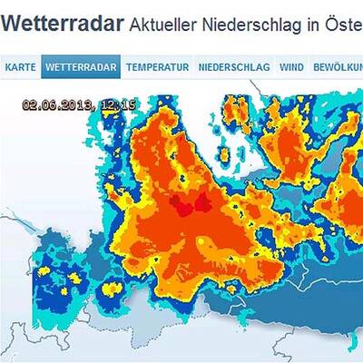 Das Hochwasser am Regenradar - oe24.at