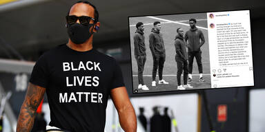 Lewis Hamilton mit "Black Lives Matter"-Shirt und seinem emotionalen Insatgram.Post