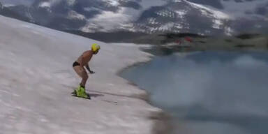 Hier geht Kostelic mit Ski baden