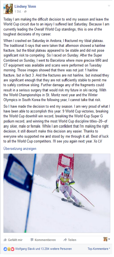 Lindsey Vonn Facebook