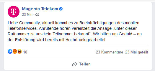 Magenta hat die Netz-Ausfälle behoben