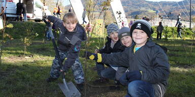 Schüler pflanzen Bäume bei Salzburg Süd
