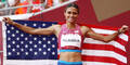 Hürdenläuferin Sydney McLaughlin jubelt mit ihrer US-Flagge