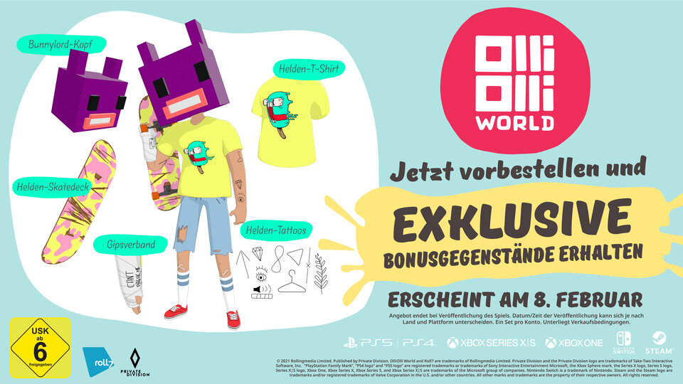 Skate zum Start von OlliOlli World am 8. Februar durch Radlandia. Jetzt vorbestellbar!