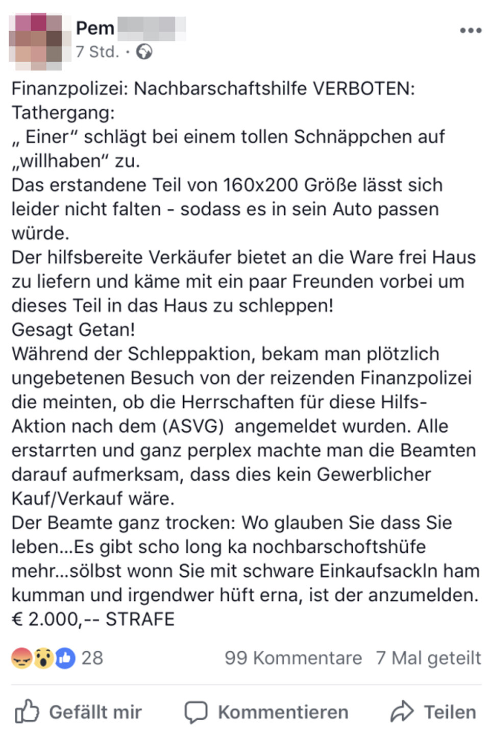 3.000 Euro Strafe für Nachbarschaftshilfe