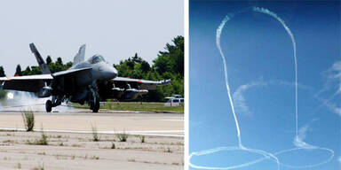 Kampfjet malt Penis-Bild an den Himmel