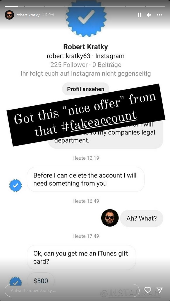 Kratky: Ärger über Fake-Profile