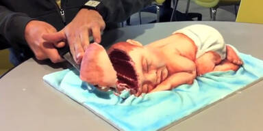 Absurd: Baby als Kuchen zerschnitten!