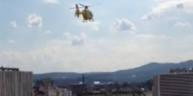Hubschrauber-Landung am Westbahnhof