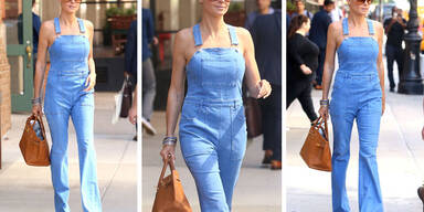 Heidi Klum im Latzhosenlook