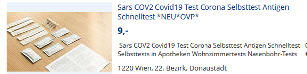Ausverkauft! Gratis-Tests werden jetzt auf Willhaben verkauft