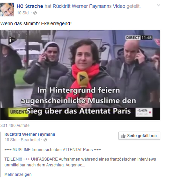 Strache teilt Video mit jubelnden Muslimen