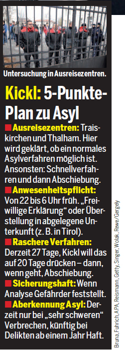 Ab Freitag Ausgeh-Verbot für Asylwerber