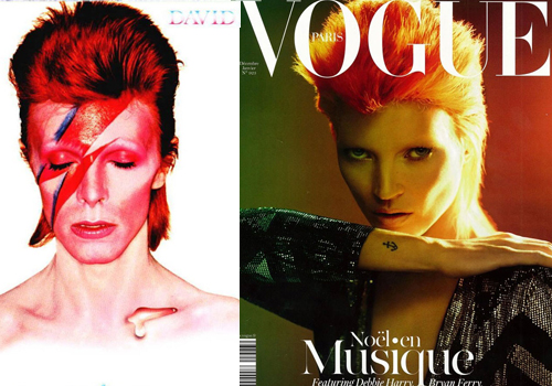 Kate Moss posiert als David Bowie-Double
