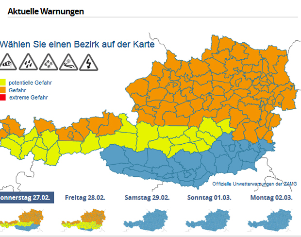 Böen mit 100 km/h fegen über Österreich