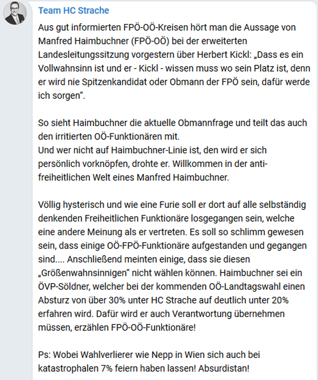 Haimbuchner will dafür sorgen, dass Kickl niemals Parteichef wird
