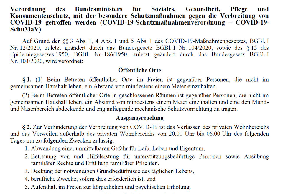 Lockdown-Verordnung
