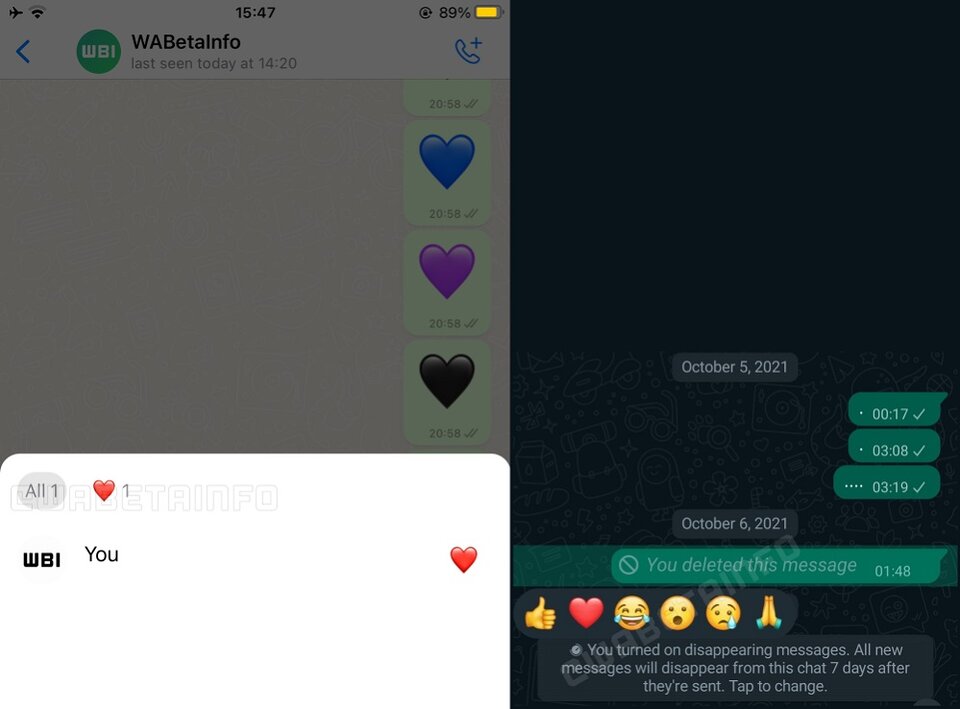 So sieht die neue Reactions-Funktion von WhatsApp aus
