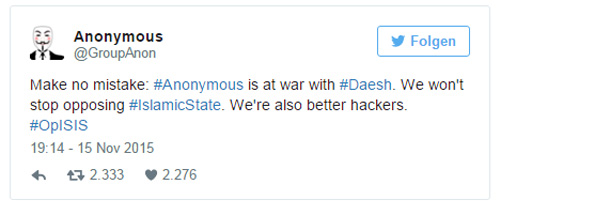 So reagiert ISIS auf Anonymous-Drohung