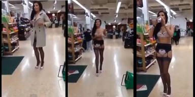 Biernominierung: Frau stript im Supermarkt