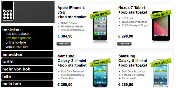 Jetzt gibt es auch bei Bob das iPhone