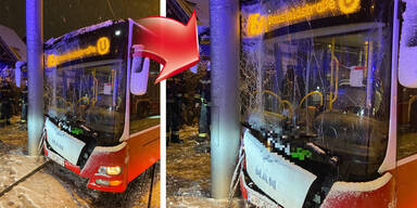 Heftiger Bus-Crash in Wien-Donaustadt