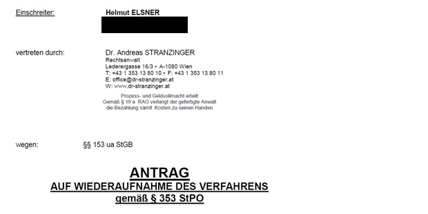 Elsner will Verfahren wieder aufnehmen