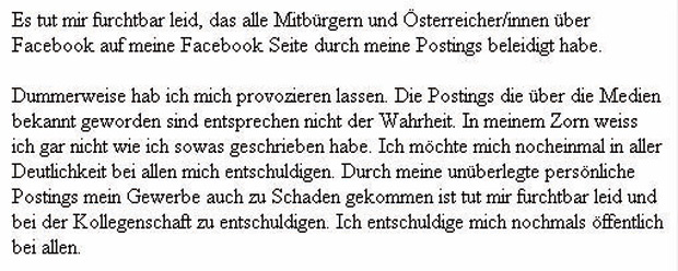 Taxler Entschuldigung