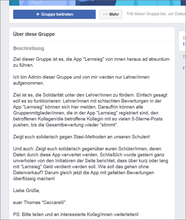 Lehrer will Bewertungs-App manipulieren