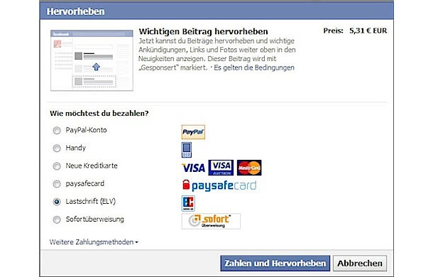 Jetzt verlangt Facebook auch bei uns 5 Euro