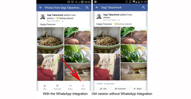Facebook testet WhatsApp-Button