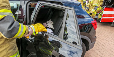 Feuerwehrleute befreiten Baby aus versperrtem Auto