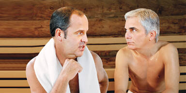 Josef Pr&ouml;ll & Werner Faymann in der Sauna (Montage)