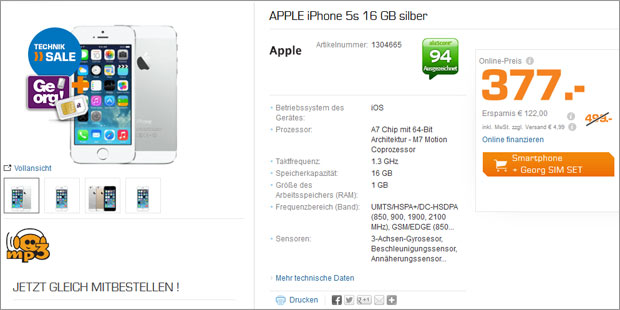 iPhone 5s bei Saturn zum Kampfpreis
