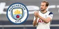 Tottenham-Star Harry Kane applaudiert - Wappen von Manchester City