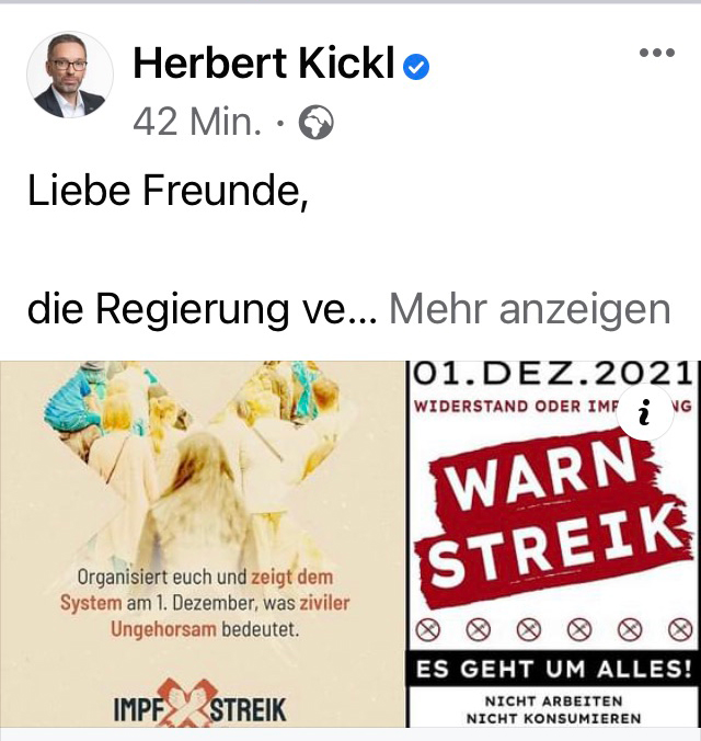 Kickl ruft zum Warnstreik auf:
