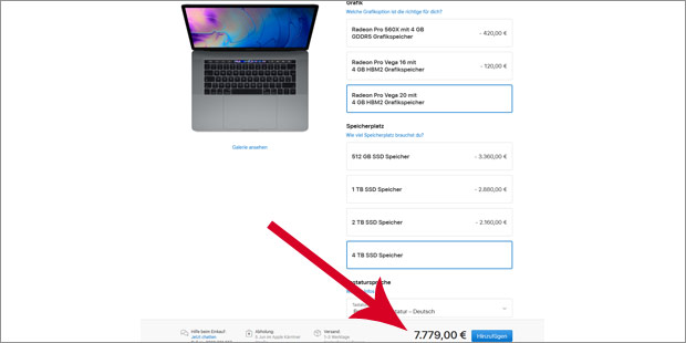 Schnellstes MacBook aller Zeiten kostet 7.779 Euro