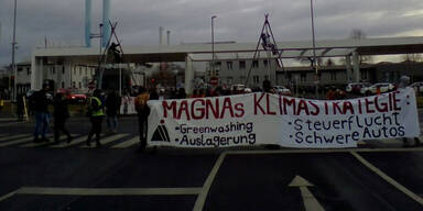 Klimaaktivisten blockierten Magna-Werk in Graz