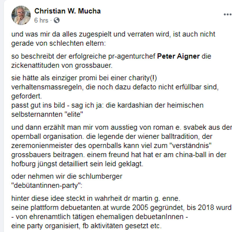Mucha über Großbauer: 'Kardashian der Elite'