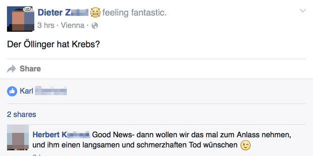 Arzt jubelt über Krebserkrankung von Karl Öllinger